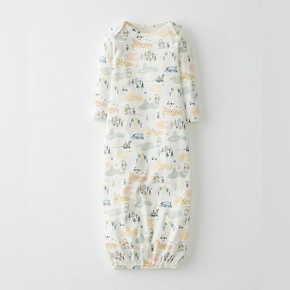 Hanna Andersson Cream and Blue Sleep Dress with Winnie the Pooh Print
